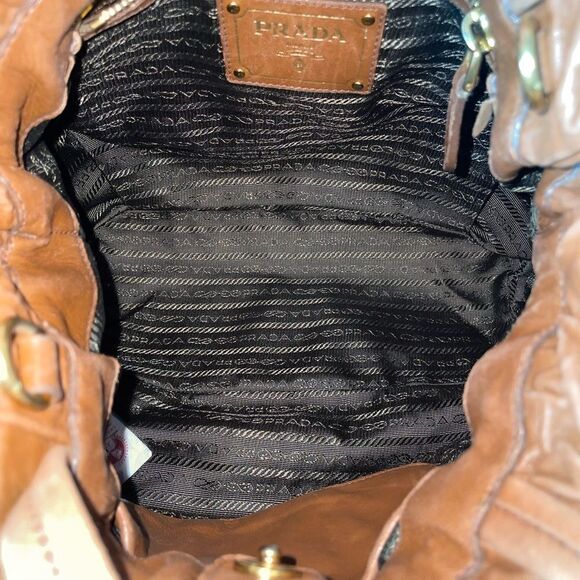 AUTHENTIC PRADA LAMBSKIN HOBO BAG CAMEL MEDIUM - Picture 12 of 15